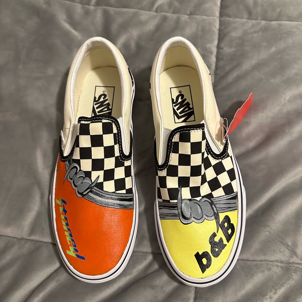 Custom Post Malone Vans slip ons. Size 6.5 men 8.0 women.